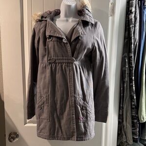Women’s Gray Hooded Utility Coat